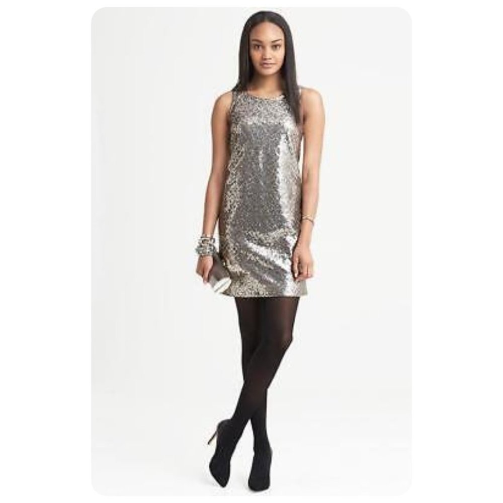 Banana Republic Sleeveless Sequin Party Shift Dress sz 2